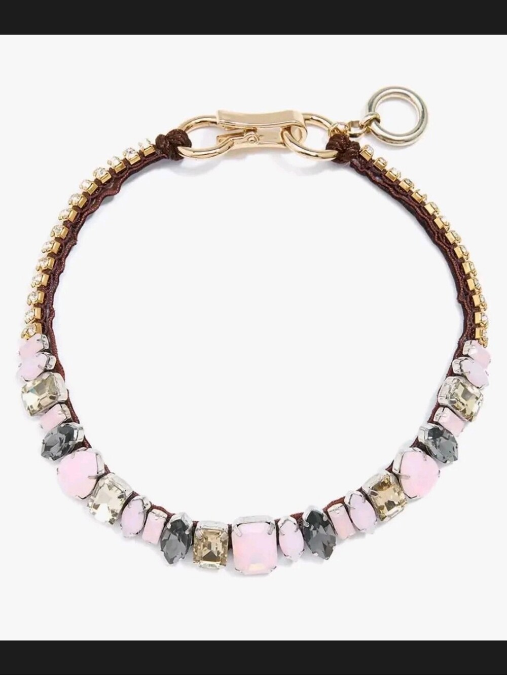 Coffee Cream Crystal Beaded Bracelet - Pink & Brown